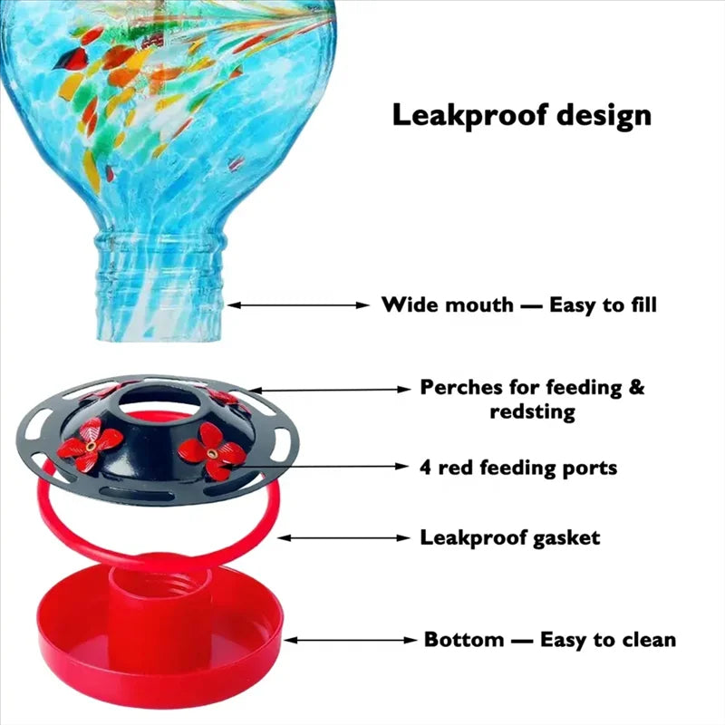 Colorful Glass Outdoor Bird Feeder