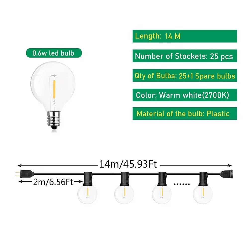 Bright Patio Solar String Lights
