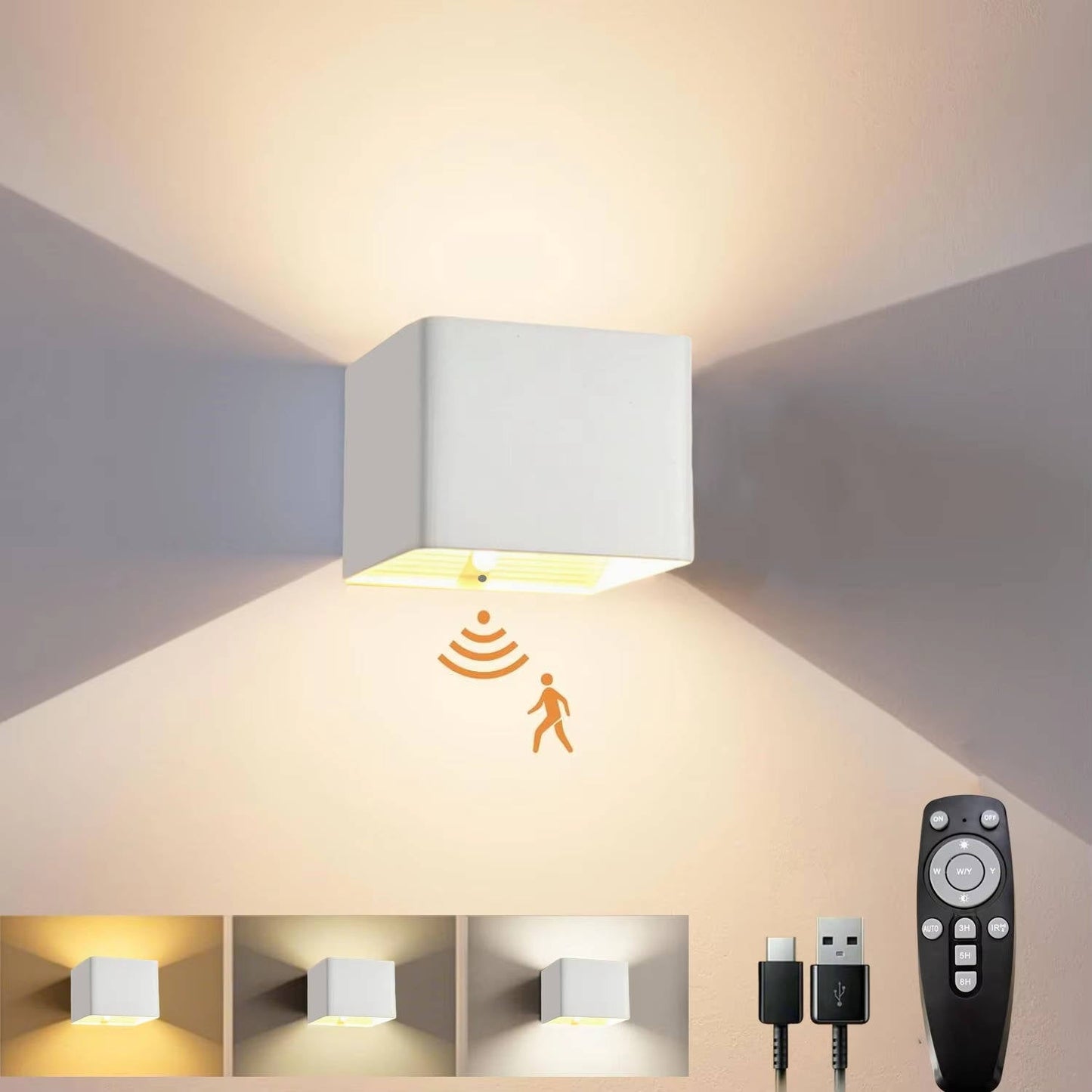 Smart LED Wall Lamp with Motion Sensor & Remote