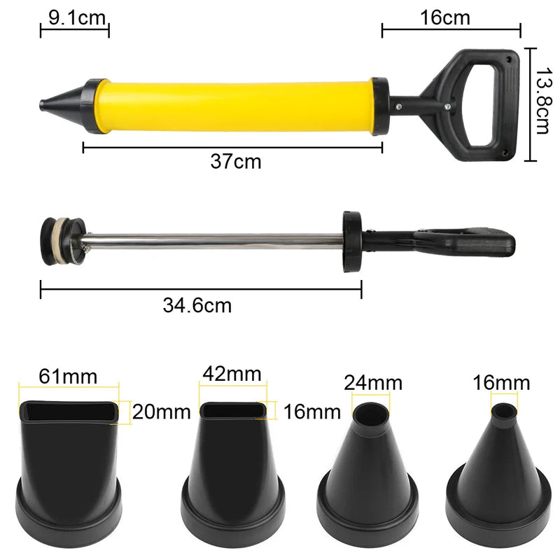 Practical Cement Grout Gun with 4 Tips for Sealing