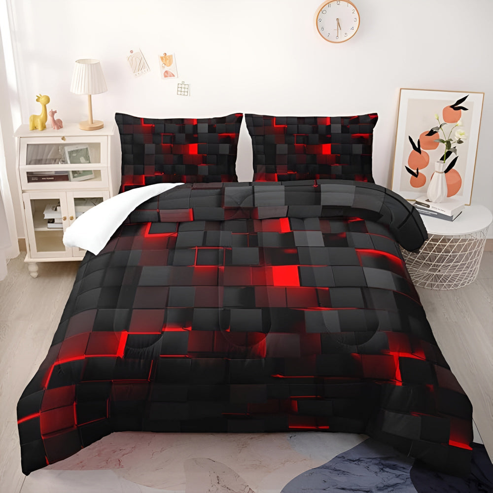 Vibrant Bed Quilt Set Colorful Geo Pattern & Long Lasting