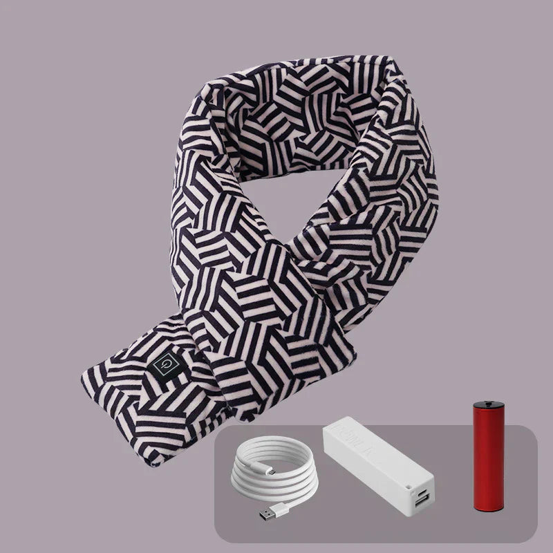 Electric Heated Scarf - Elina-Black and White-Nora Luxe