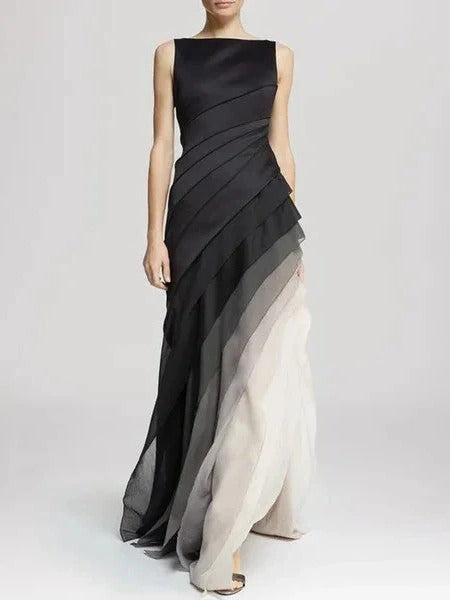 Chic Gradient Ruffled Dress - Pexav