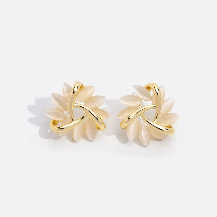 Elegant Opal Petal Stud Earrings | Women's Jewellery-Nora Luxe
