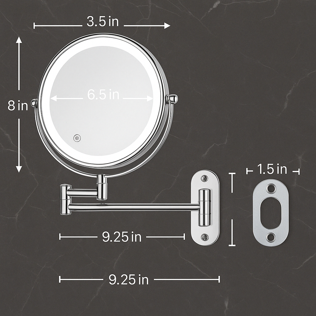 Illuminated Makeup Mirror - LumiAura-Black-Nora Luxe