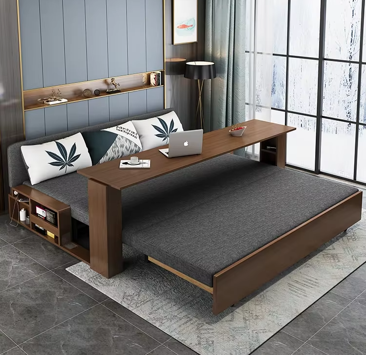 Compact Multi-Functional Wooden Folding Sofa Bed - Pexav