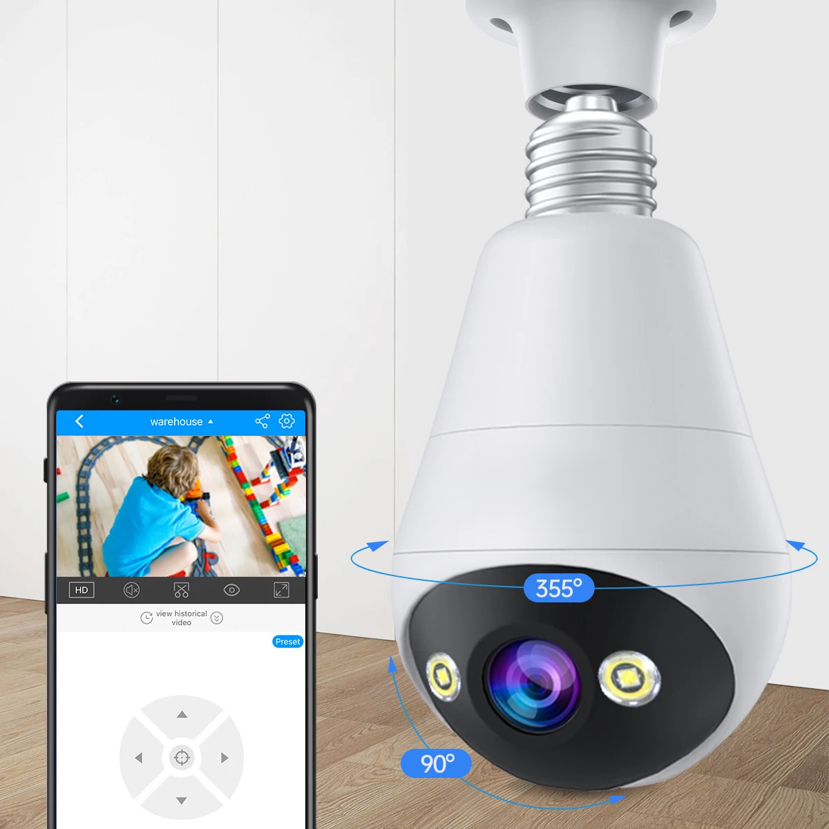 Compact Wireless Home Security Camera Bulb - Pexav