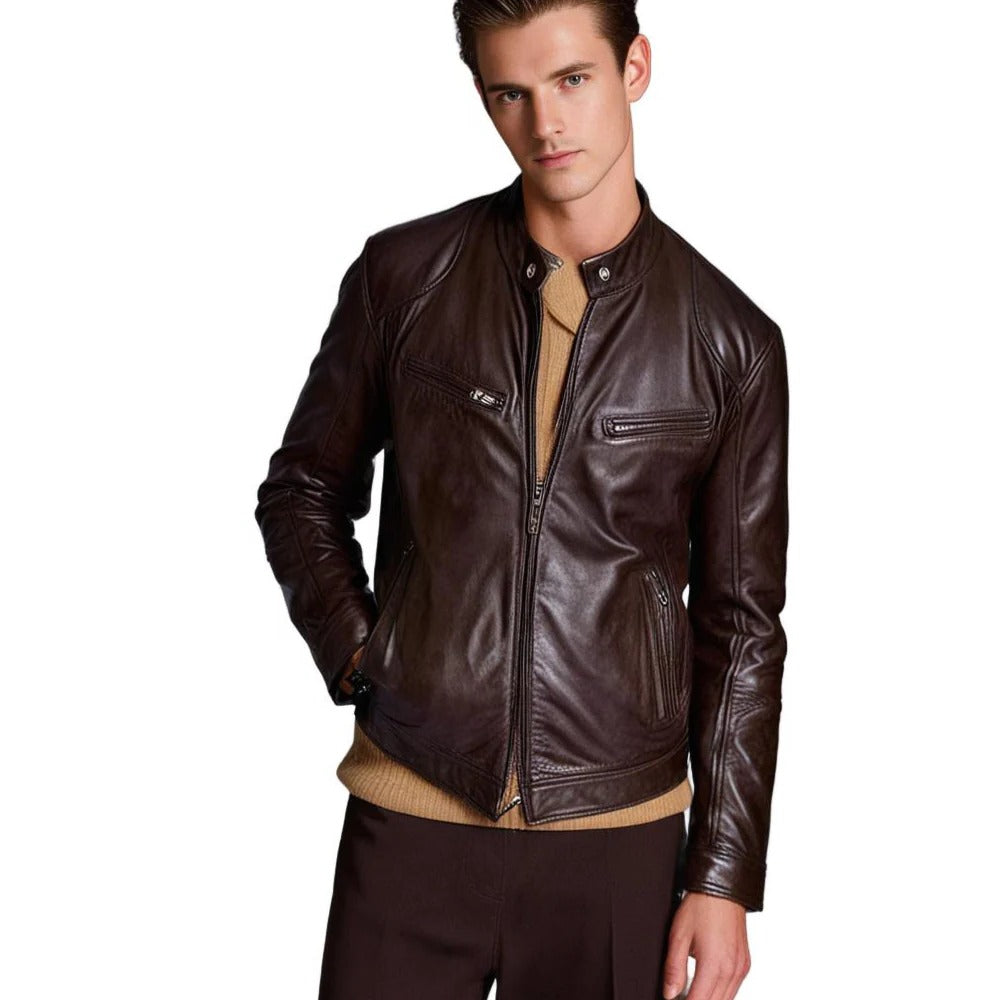 Classic Biker Leather Coat