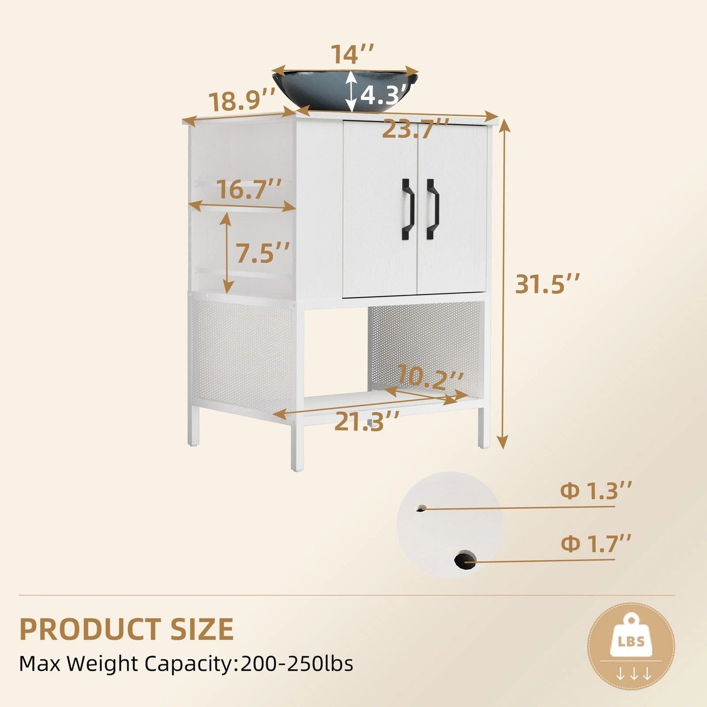 Stylish 24 Bathroom Vanity with Ceramic Sink and Storage