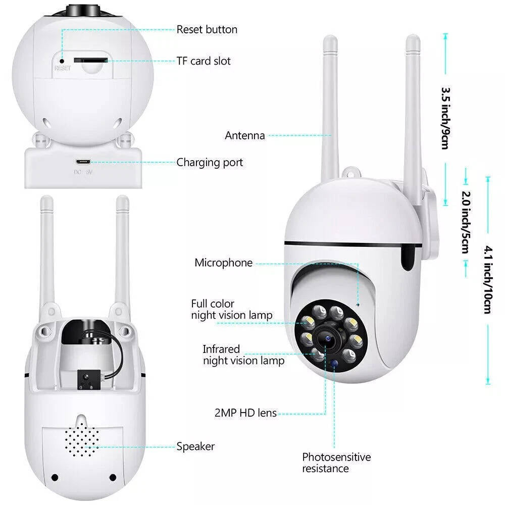 2 Pack WiFi Outdoor Security Cameras, 1080P HD, Night Vision