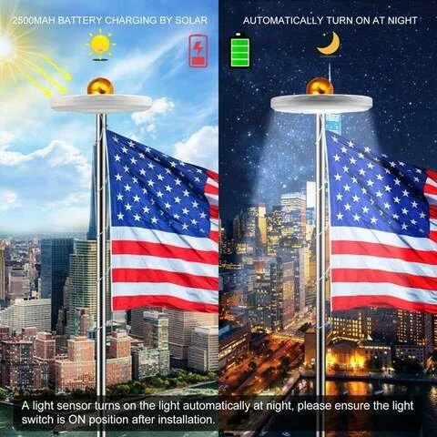 Bright Outdoor Solar Flagpole Lights