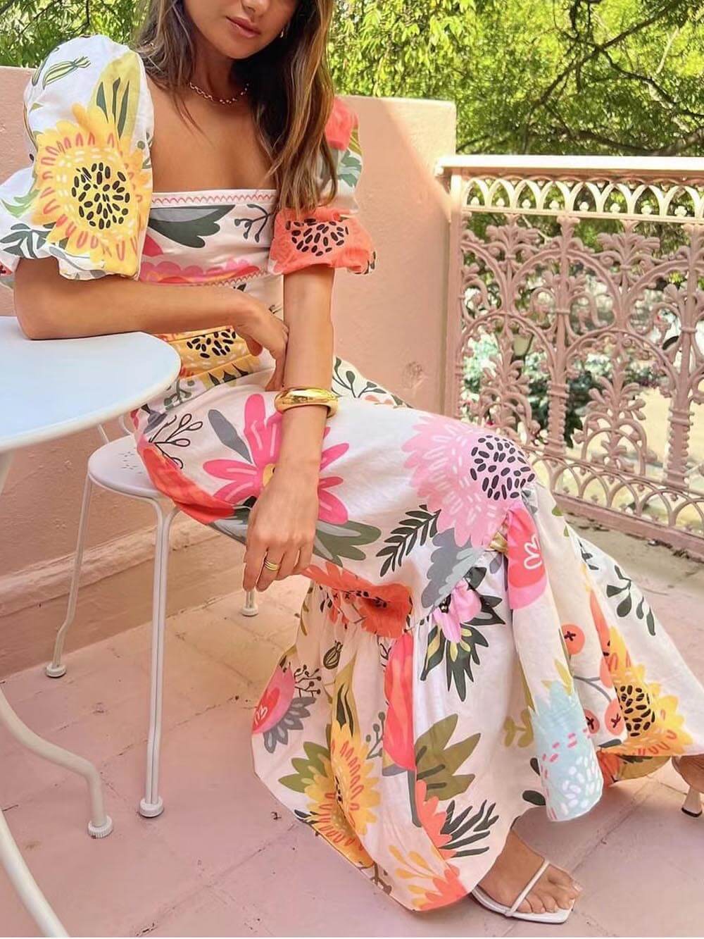 Beautiful Floral Long Dress For Ladies