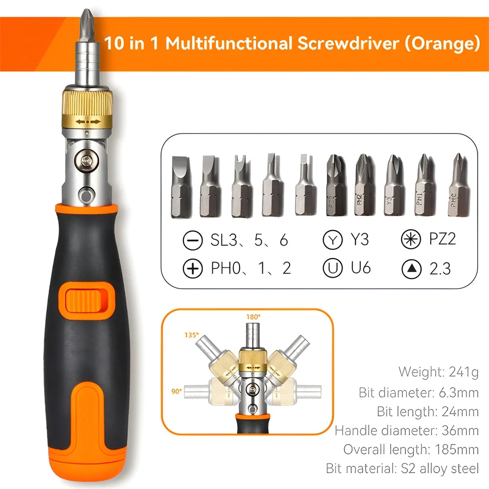 Versatile 10in1 Adjustable Pocket Screwdriver Set