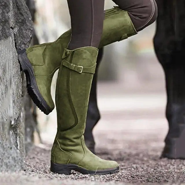 Orthopaedic Boots with Buckle Details - Elara-Green-4.0-Nora Luxe