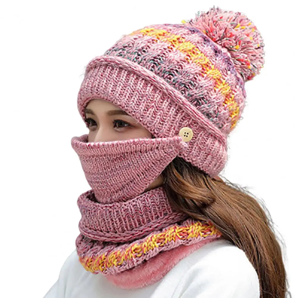 Soft Woolen Hat and Scarf Set with Fleece Lining