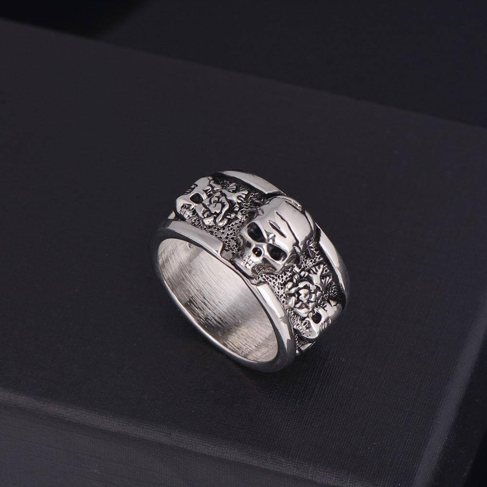 Edgy Dark Skull Mens Womens Rings - Pexav