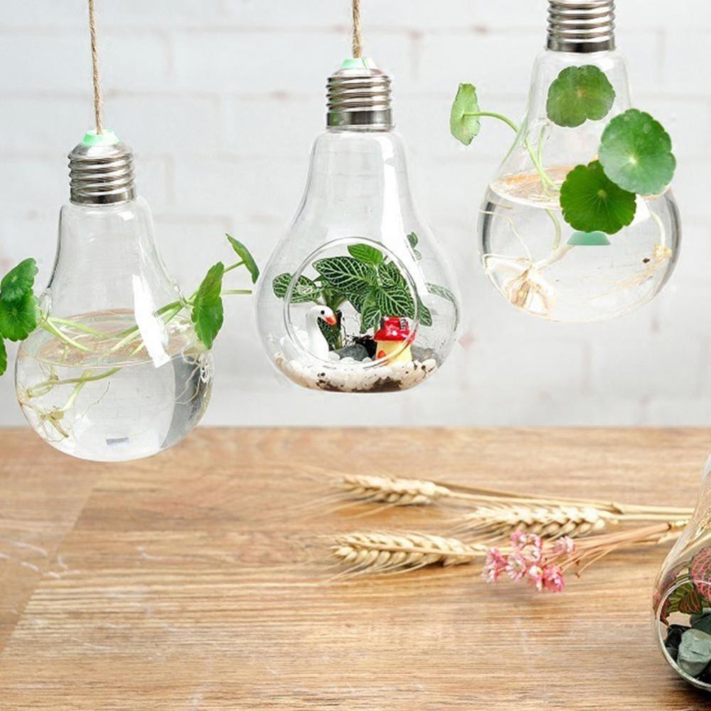 Beautiful Glass Pendant Floral Planter Lamp - Pexav