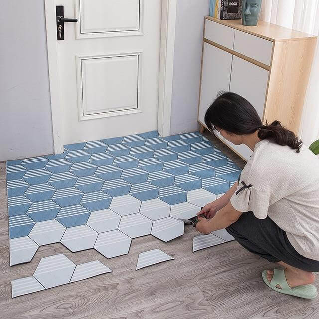Waterproof Low Profile Modern Hexagon Welcome Mat