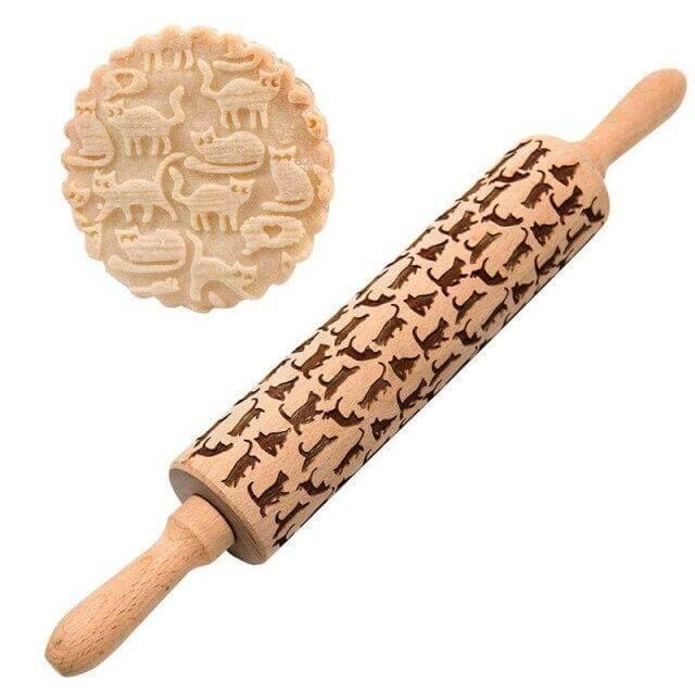 Christmas Tree Wooden Cookie Rolling Pin
