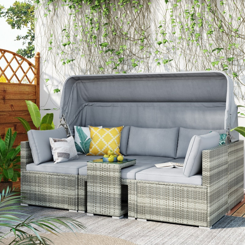 Garden Patio Sectional Daybed Furniture Set - Pexav