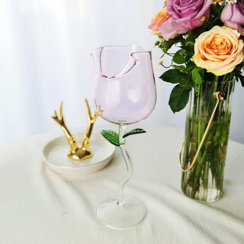 Beautiful Floral Red Wine Glass - Pexav