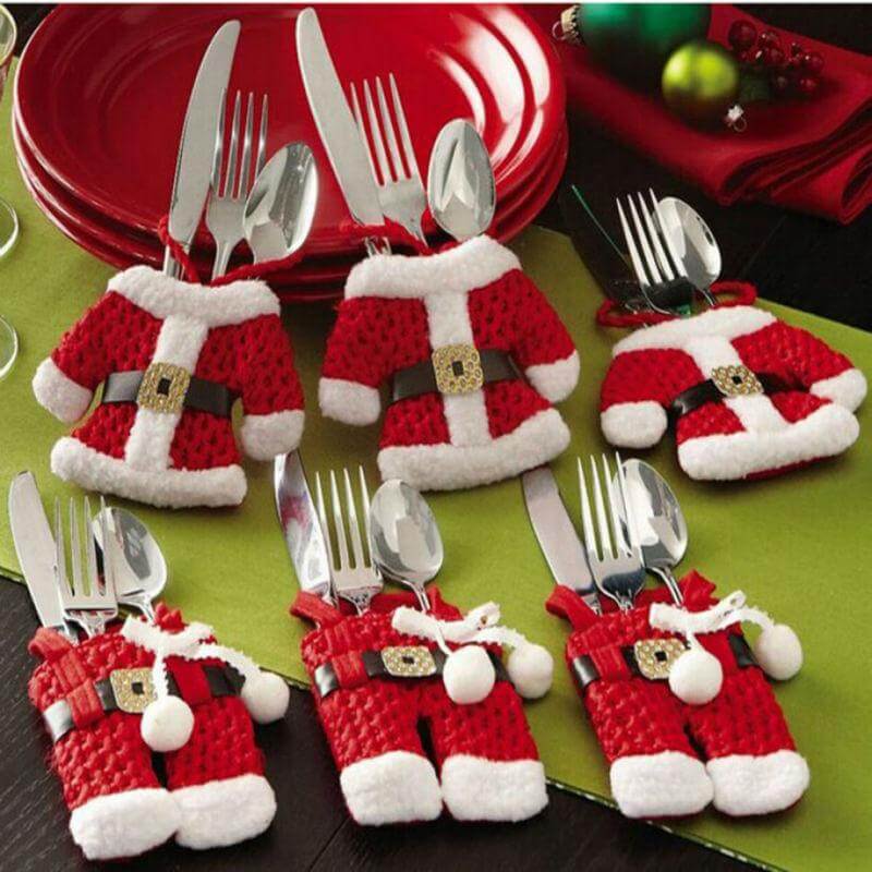 6 Pcs Holiday Christmas Silverware Organizers - Pexav