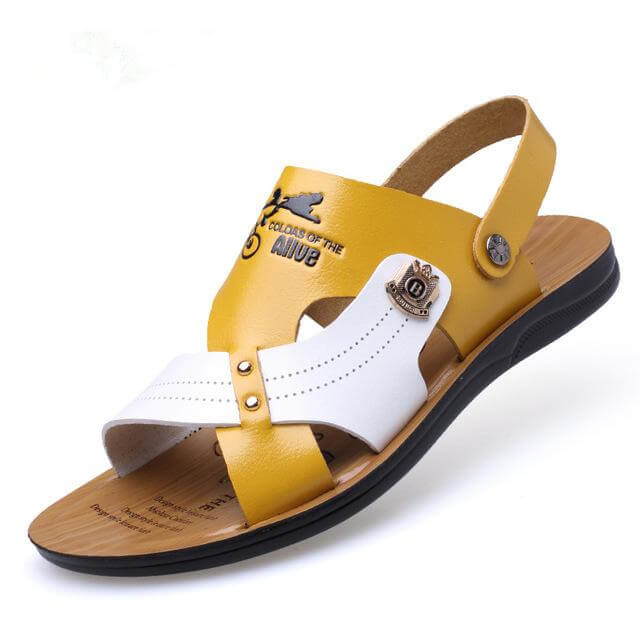 Comfortable Mens Sandal Beach Shoes Leather Breathable