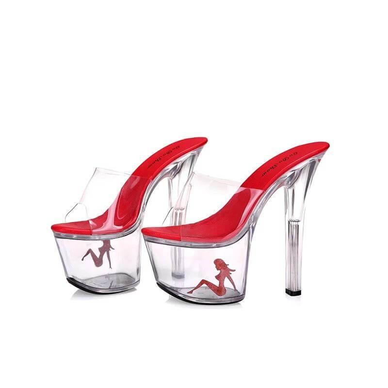 Clear Glass Stiletto High Heels - Pexav