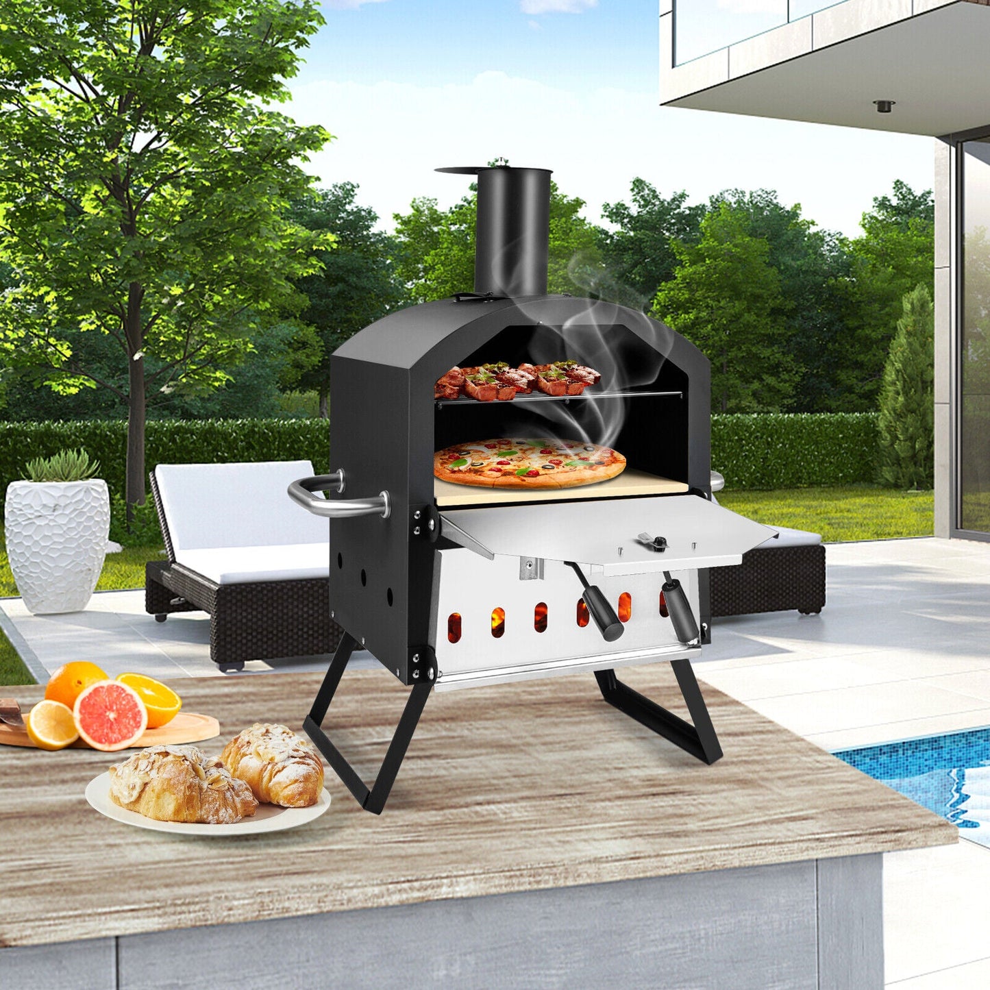 Big Wood Burning Outdoor Pizza Cooker for Backyard