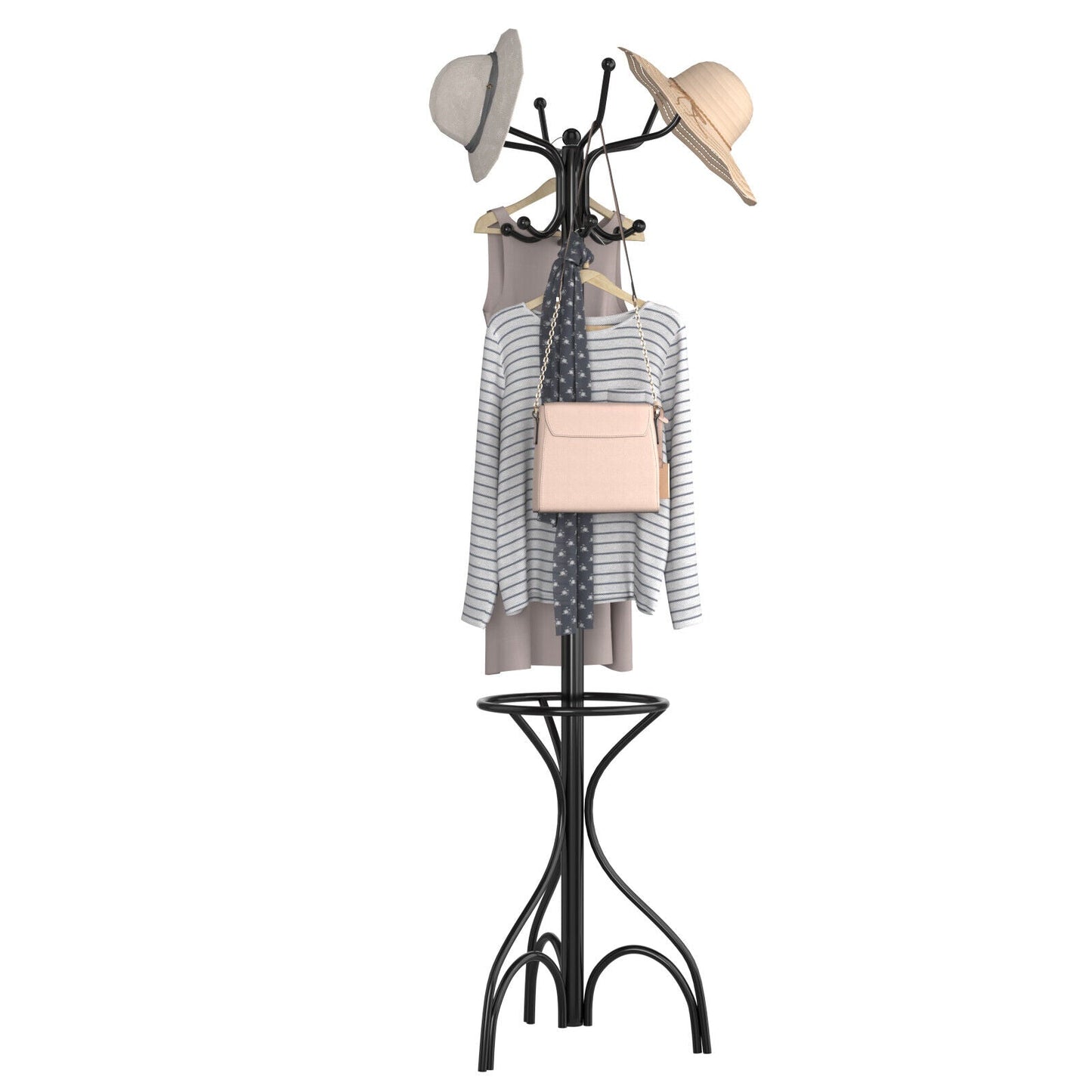 Classic Standing Hall Tree Coat Hook Rack