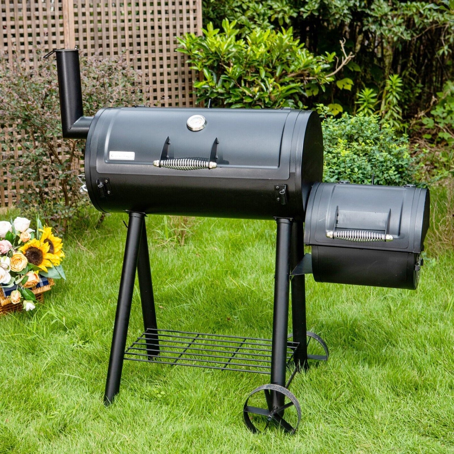 Outdoor BBQ Grill Smoker Combination Set