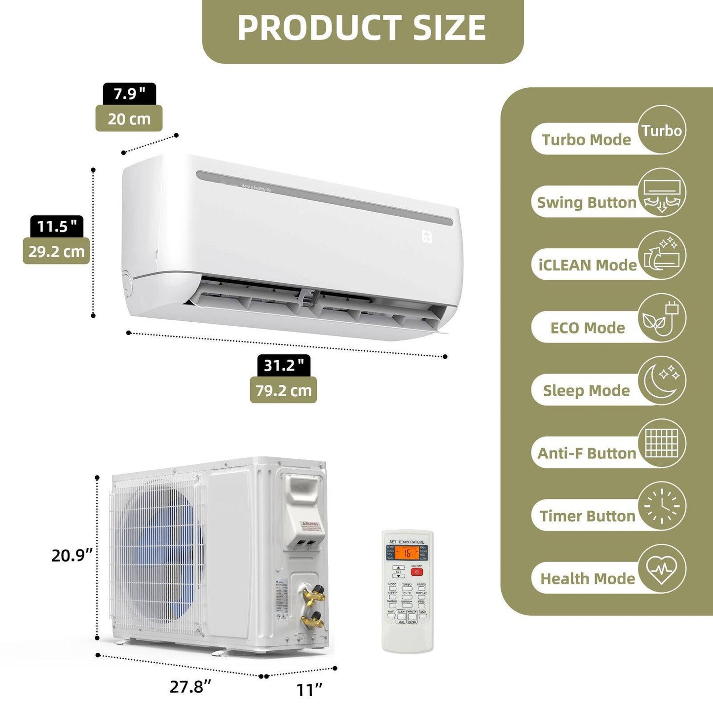 Compact Ductless Wifi Air Conditioner Heating System