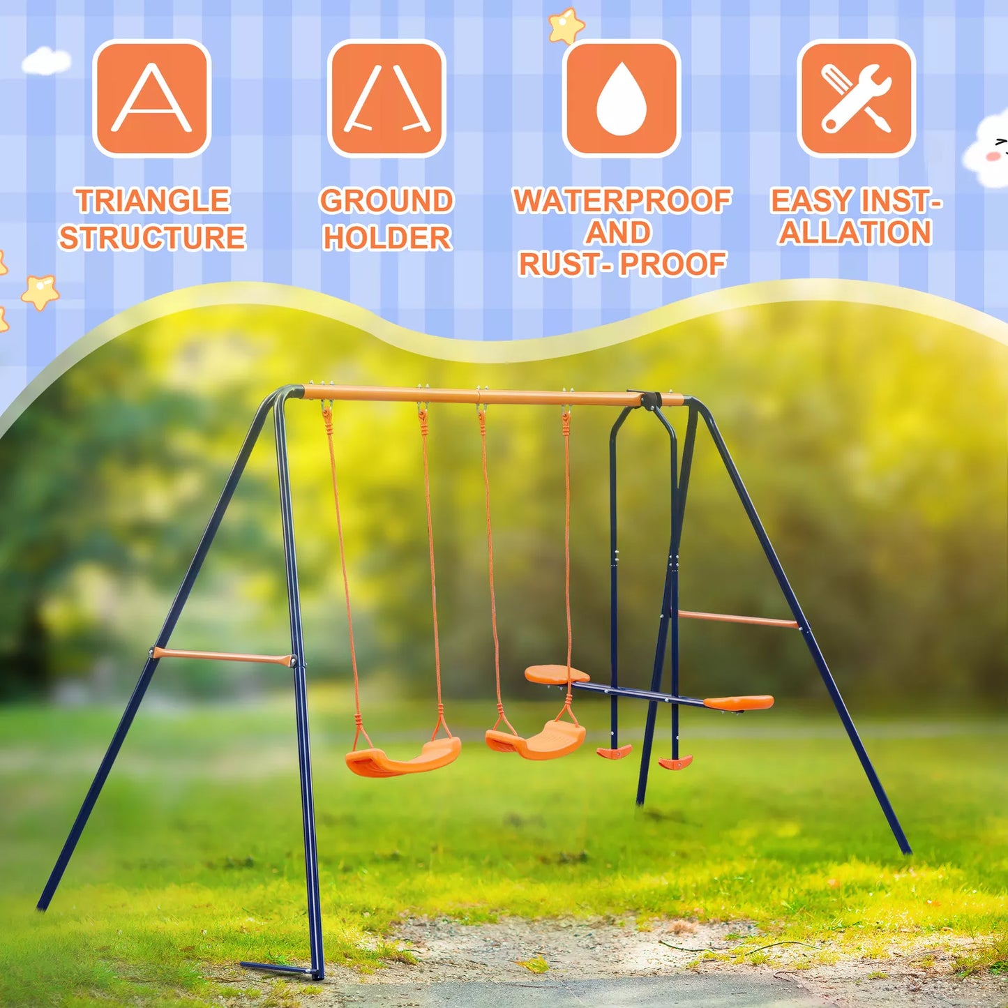 Durable Backyard Swing Play Equipment