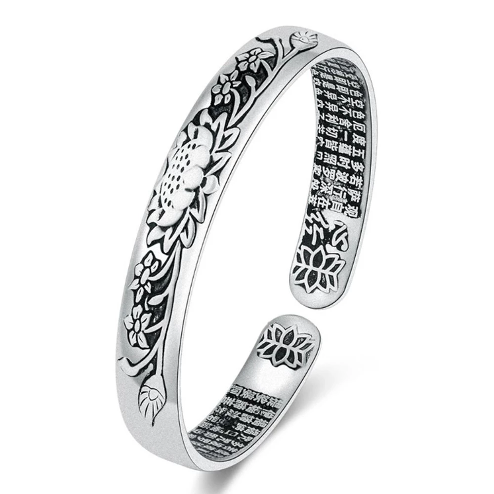 Silver Serenity Lotus Bracelet | Tranquility Accessory-Nora Luxe