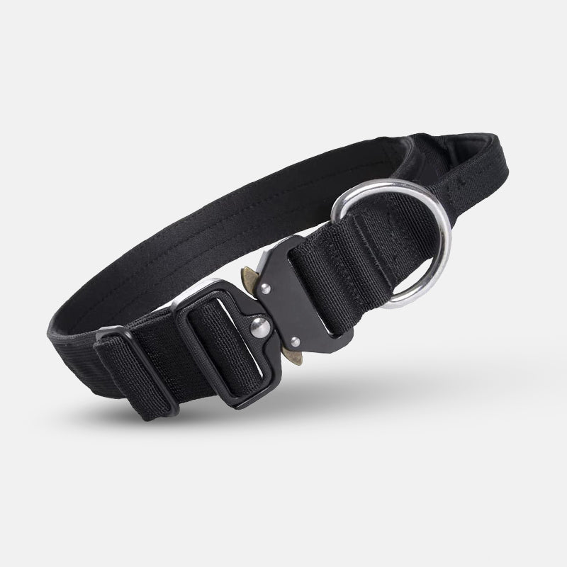Tactical Dog Collar with Handle - PowerGrip-Black-M-Nora Luxe