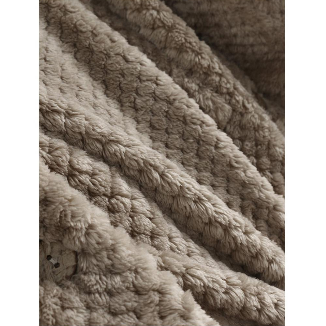 Trendy Cut Fleece Jacket with Hood - FleeceLux-White-S-Nora Luxe