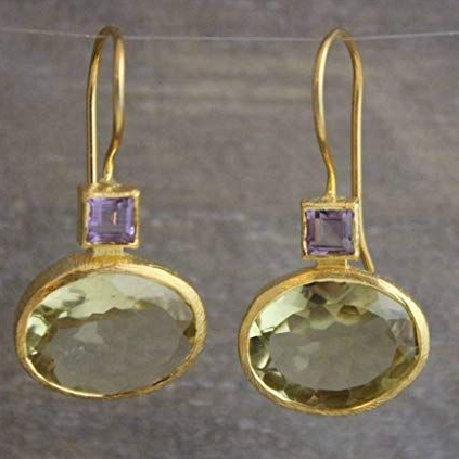 Classic Gold Drop Earrings with Emerald Stone - Pexav