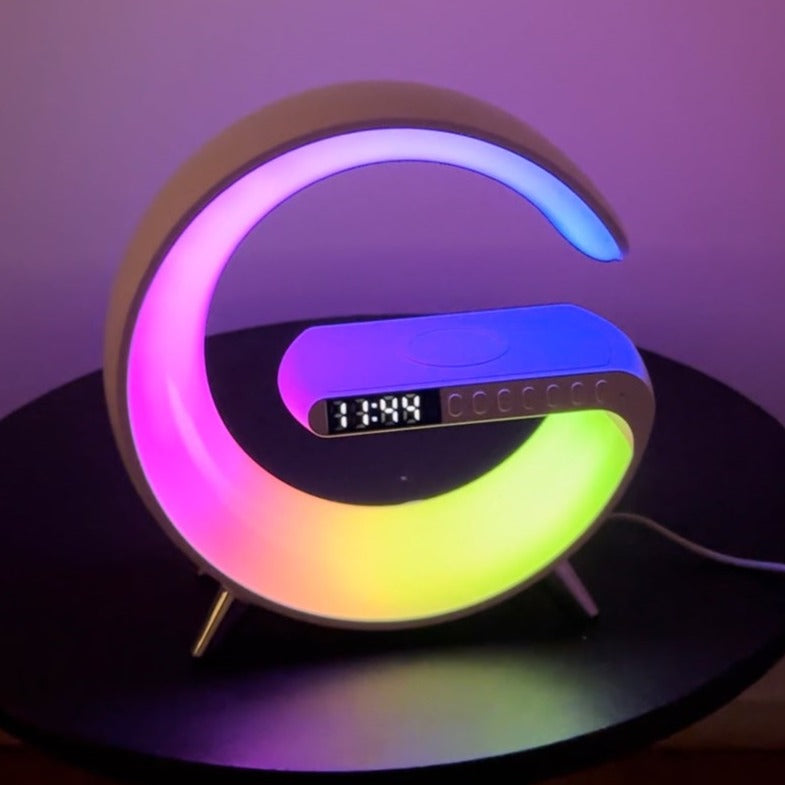 Wireless Charging Station with Speaker - ChargeGlow-White-Nora Luxe