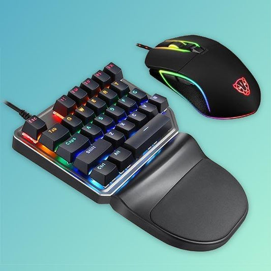 Compact Gaming Keyboard and LED Mouse Set - Pexav