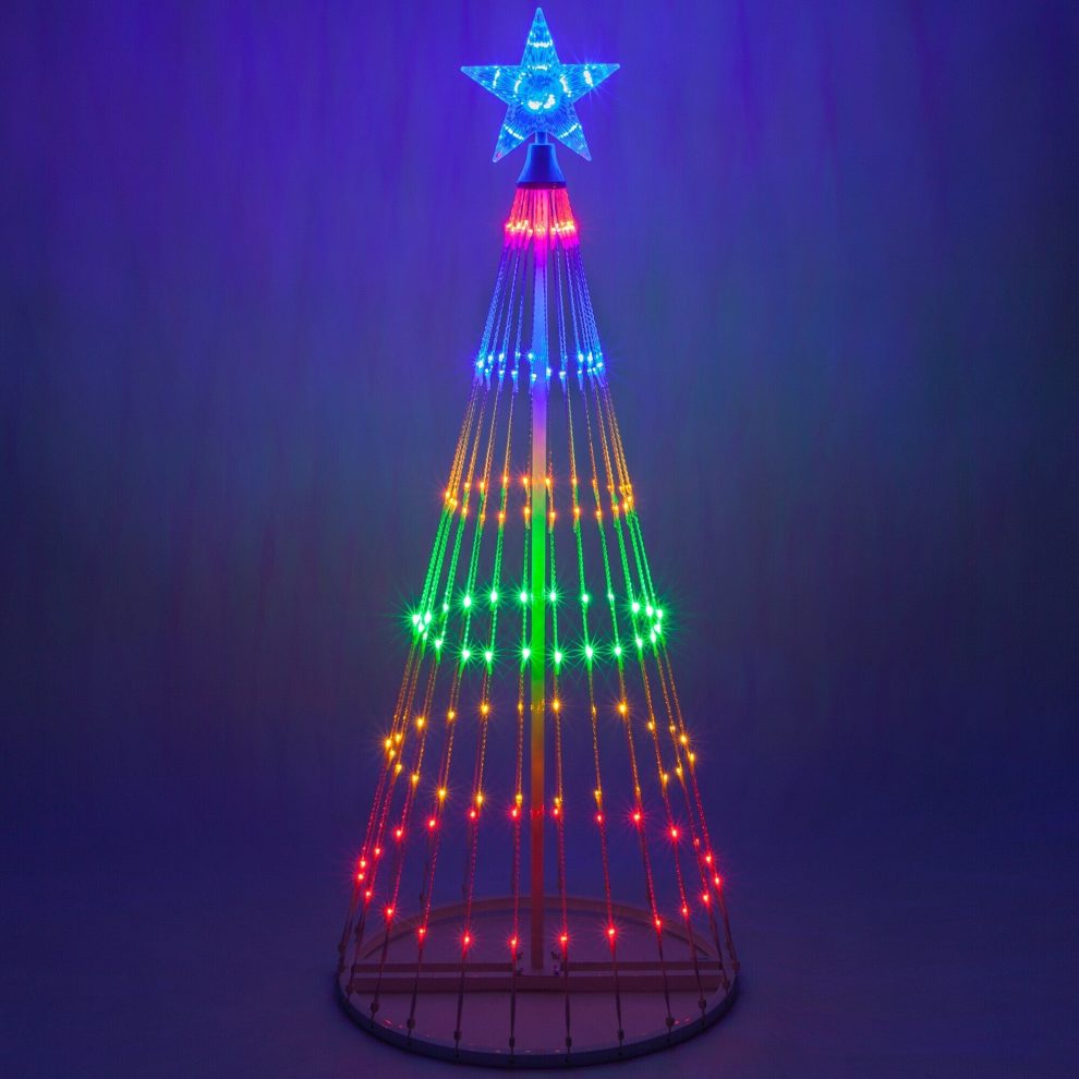 Colorful Outdoor Animated Christmas Tree Light Display - Pexav