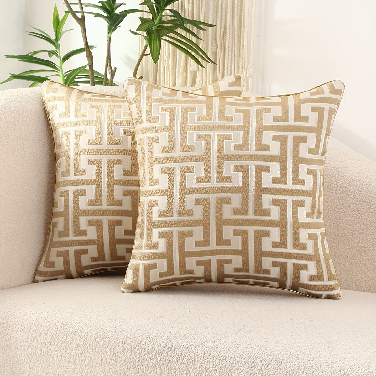 2 Pack Contemporary Patterned Pillow Covers with Hidden Zip - Pexav