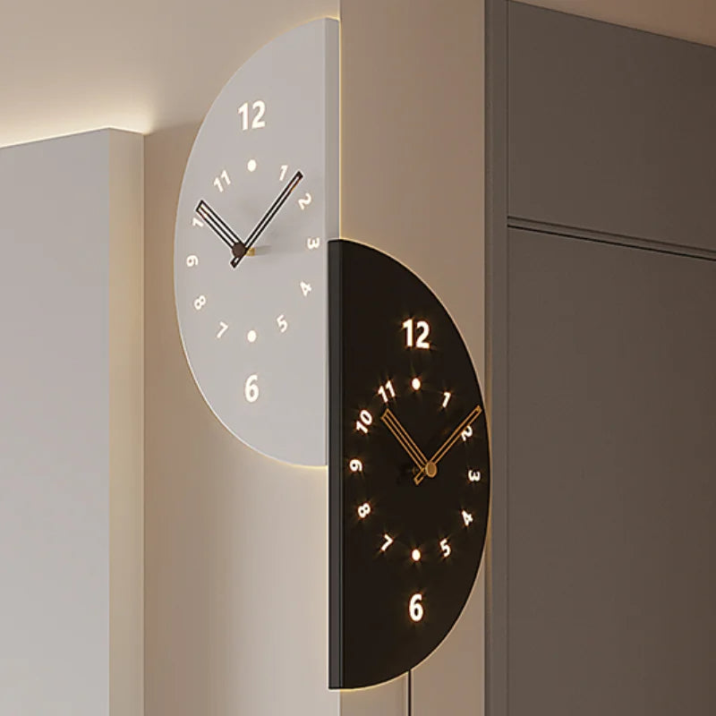 Modern Semi-Circle Double Wall Clock - Pexav
