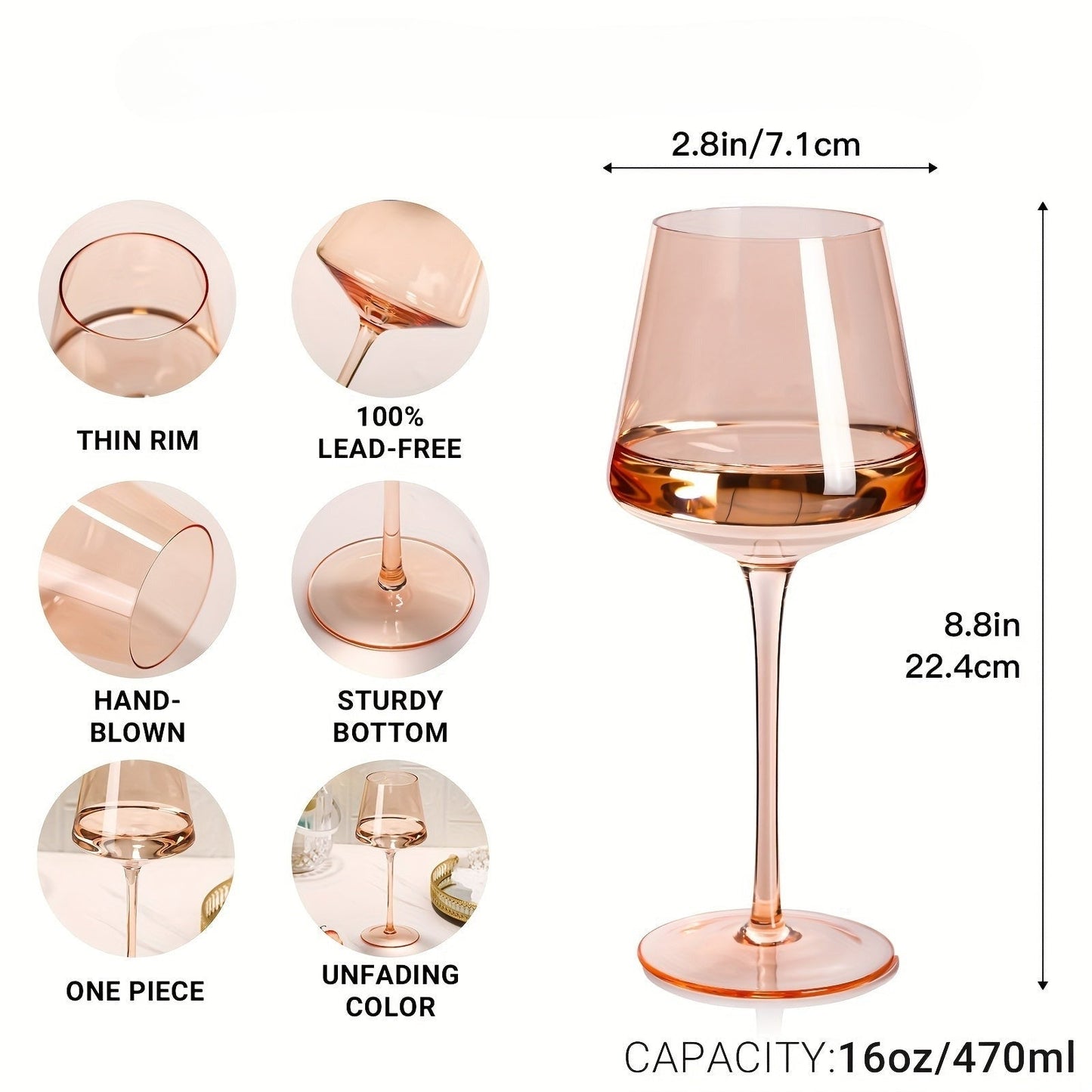Colorful Crystal Wine Glass Set of 6