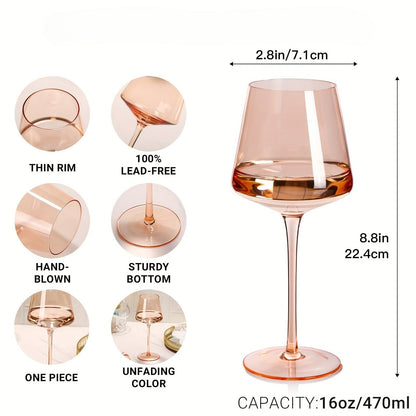 Colorful Crystal Wine Glass Set of 6