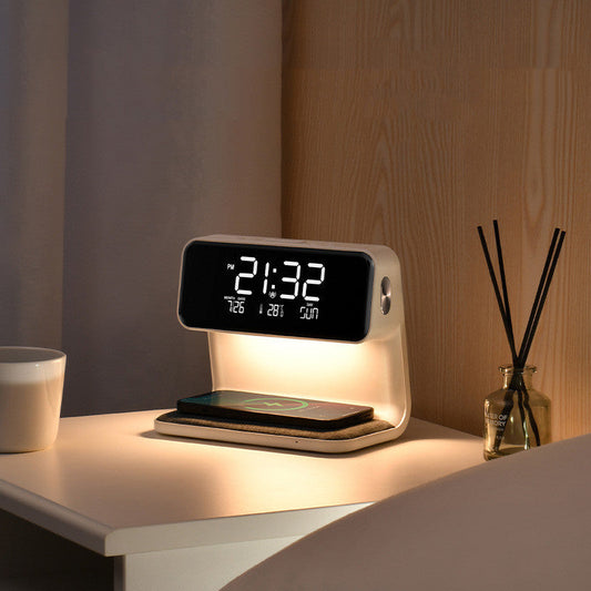 Compact Bedside Lamp with USB Charger & LED Clock - Pexav