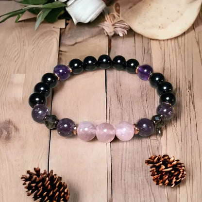Pink Gemstone Beaded Crystal Bracelet - Women's Jewelry - Pexav