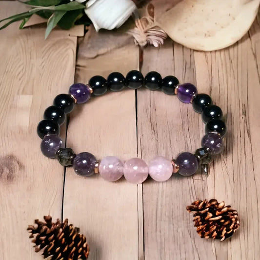 Pink Gemstone Beaded Crystal Bracelet - Women's Jewelry - Pexav