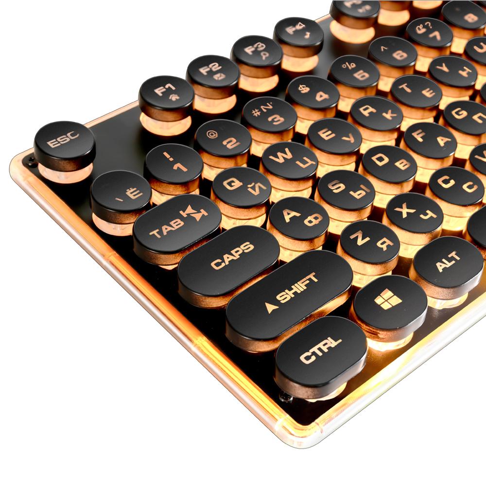 Vintage Gaming Keyboard Round Backlit Keycaps - Pexav