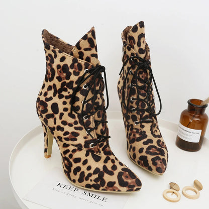 Animal Print Ankle High Heel Shoes - Pexav