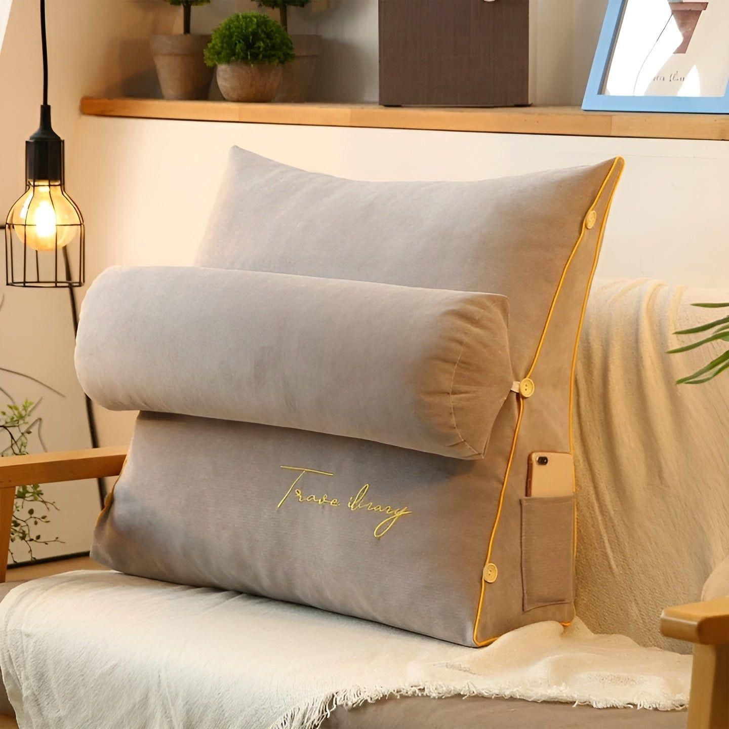 Comfortable Reading Pillow with Backrest for Bed and Sofa